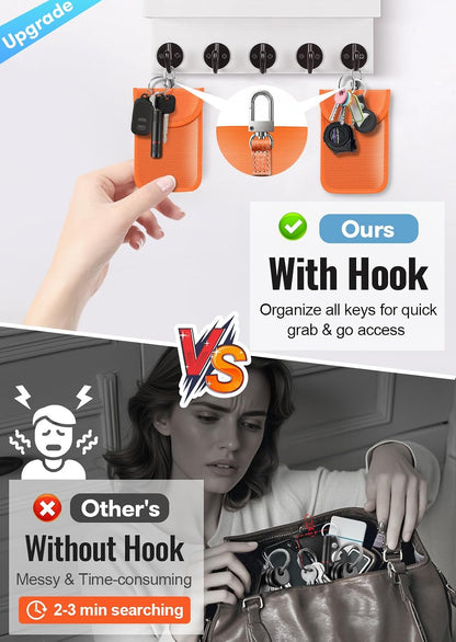 Faraday Pouch for Car Keys, Faraday Bag, Car RFID Signal Blocking Holder, Key Fob Protector, Key fob cage Block Signal Anti-Theft Fob Case (2 Pack)