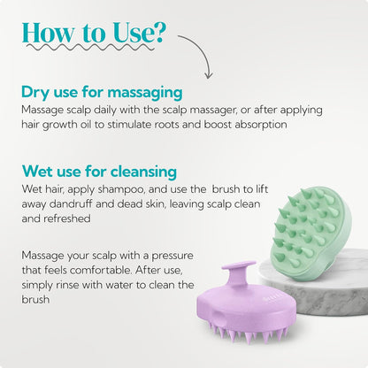 HEETA Hair Scalp Massager Shampoo Brush 2 Pack, Soft Silicone Bristles to Remove Dandruff, Waterproof Hair Scrubber for Both Wet Dry Use, Suitable for Men & Women (Green & Black)