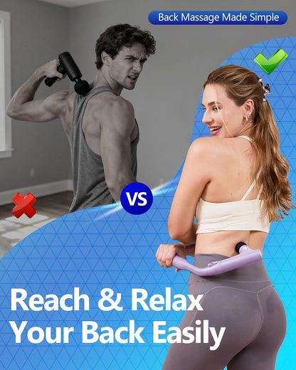3-in-1 Detachable Massage Gun Deep Tissue, Ergonomic Extension Handle Back Massager for Pain Relief, Portable Percussion Muscle Massager for Shoulder, Thigh, Waist & Neck, FSA-HSA Eligible