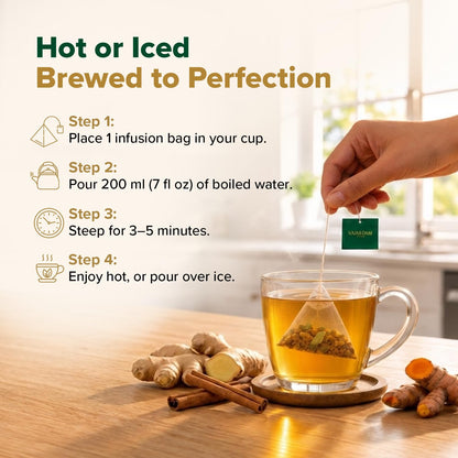 VAHDAM Turmeric Ginger Cinnamon Tea Bags with Black Pepper (100 Count)