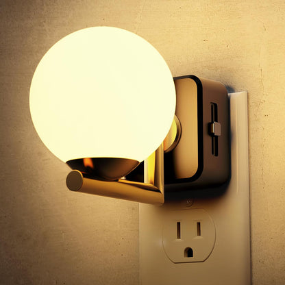 L LOHAS LED Night Lights Plug into wall, Amber Night Light with Adjustable Brightness, Plug in NightLight with Auto Light Sensor, Wall Sconce-Style Design Night Light for Bathroom,Hallway, 2 Pack