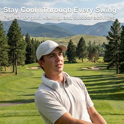 Neck Fan for Men with Cooling Plate, Hands-Free Portable Neck Air Conditioner, Strong Airflow Personal Fan for Outdoor Work, Fishing, Golf, Yard Work, Warehouse