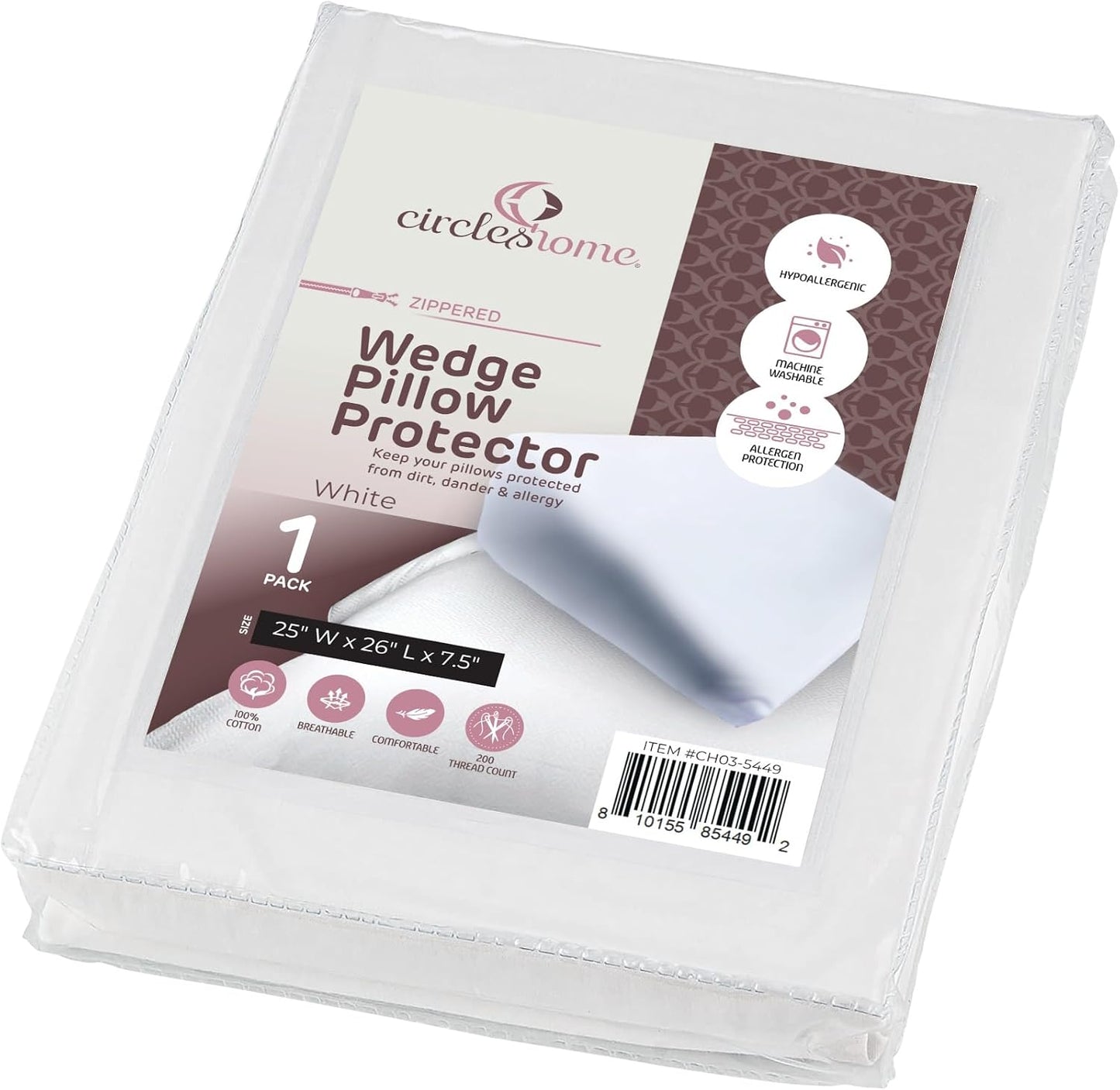 CirclesHome Pillow Protectors 4 Pack Standard Zippered - 100% Cotton Breathable Pillowcases - Protects Pillows from Dirt, Dust and Debri (Standard - Set of 4 - 20x26)