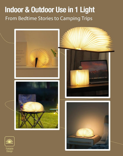 4.7 Inch Wooden Book Lamp, Book Lovers Gifts,Teacher Appreciation Gifts for Women, Folding Book Light, LED Ambient Lighting, Magnetic Mood Lighting for Home&Library Decor (Walnut)