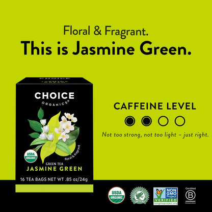 Choice Organics Green Tea & Herbal Tea Sampler, 16 Tea Bags (3 Pack)