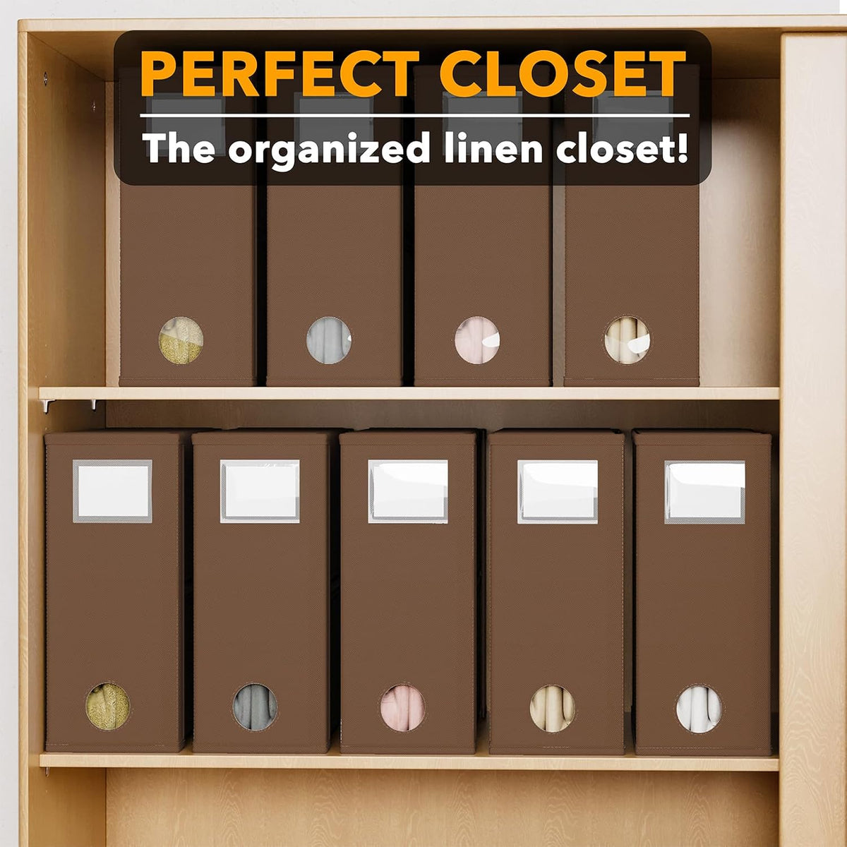 SpaceAid Bed Sheet Organizer and Storage, Foldable Sheet Organizer with Window for Linen Closet, Set Folder Keeper for Queen & King Size Bedding Storage (Black)