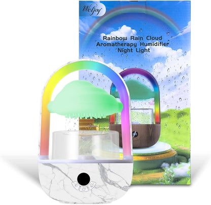 Aromatherapy Essential Oil Diffuser Rainbow Rain Cloud Humidifier Water Drip Mushroom Diffuser with Running Lights & Rain Sounds for Sleeping - Tabletop Water Fountain & Night Light