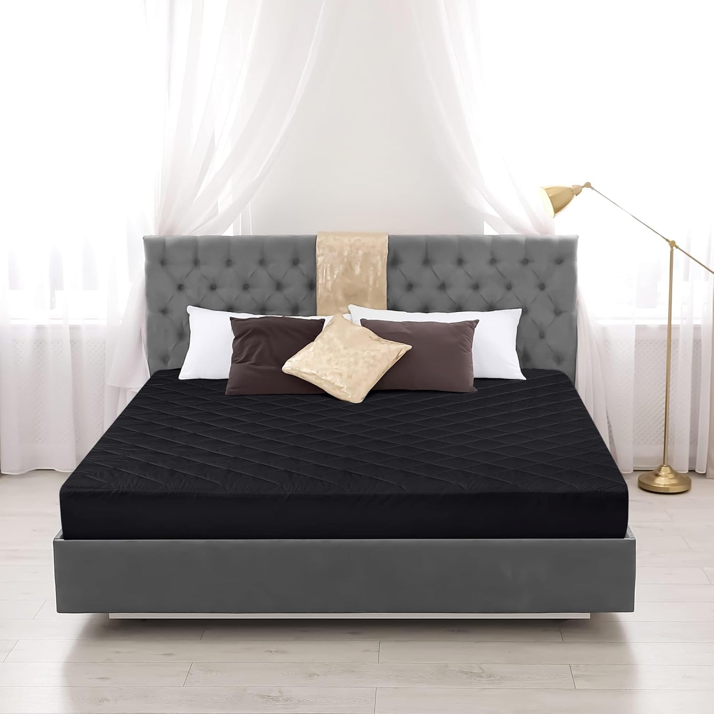 Quilted Fitted Mattress Pad, Queen Mattress Protector Topper with Deep Pocket Stretches up to 16 Inches, Machine Washable Mattress Cover by Utopia Bedding (White)