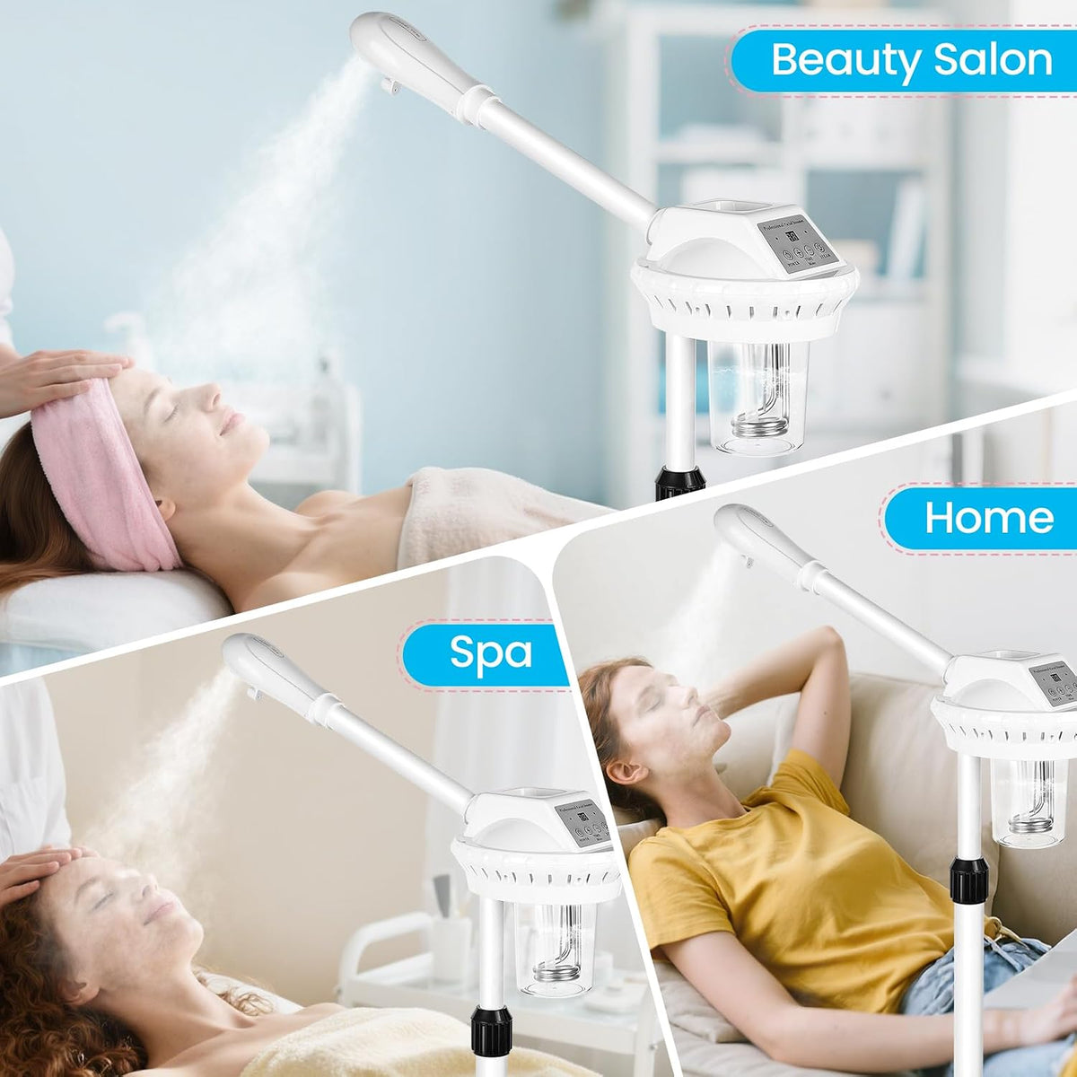 Professional Facial Steamer, Face Steam on Wheel, Estheticians Steamer-Pink