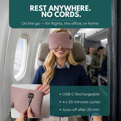 Heated Eye Mask – Cordless Electric Warm Eye Compress for Dry Eyes, Stye & Eye Strain Relief – 4 Heat Settings, Rechargeable, Light-Blocking, Blackout, Washable Cover (Sunset Rose)