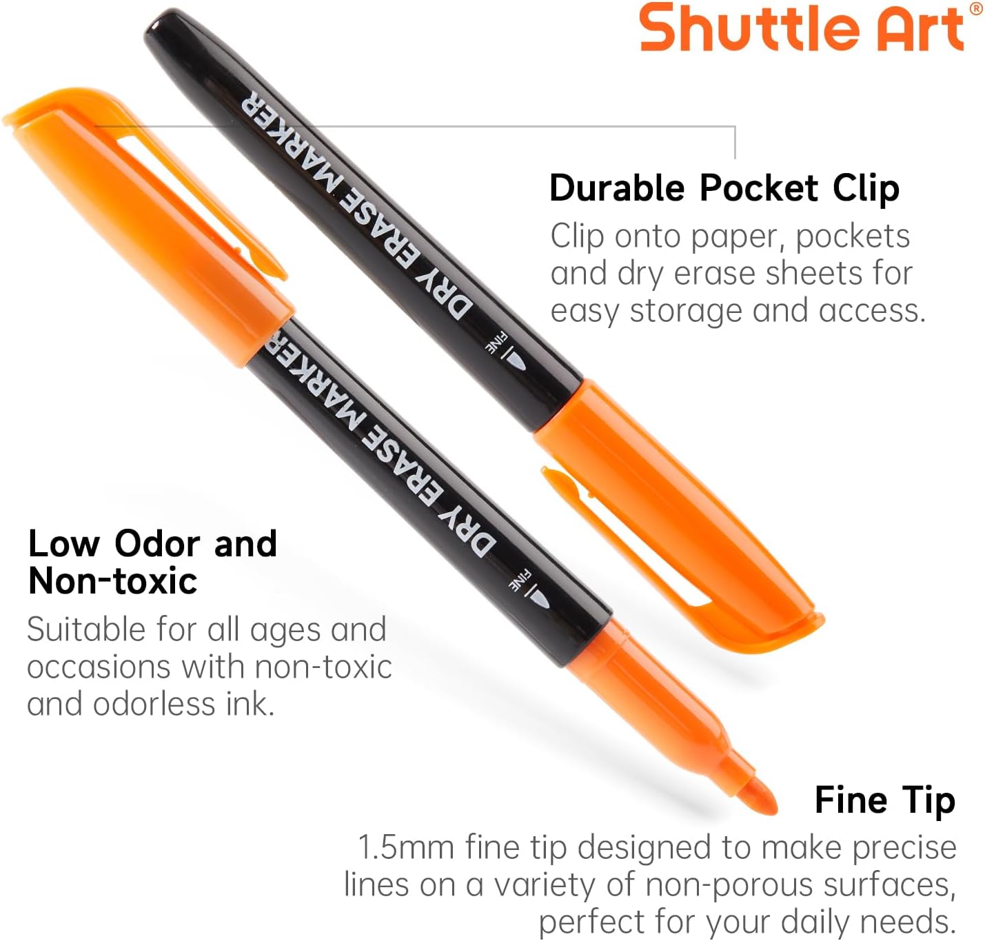 Shuttle Art Magnetic Whiteboard Markers, 20 Pieces Fine Tip and Eraser, Dry Erase Whiteboard Markers, for Writing on Whiteboards, Weekly Planner, Glass for School Office Home