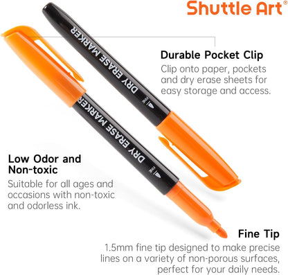 Shuttle Art Magnetic Whiteboard Markers, 20 Pieces Fine Tip and Eraser, Dry Erase Whiteboard Markers, for Writing on Whiteboards, Weekly Planner, Glass for School Office Home
