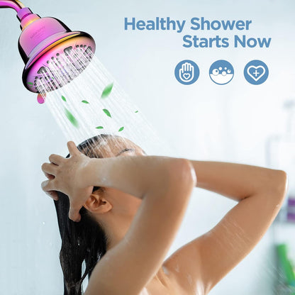MakeFit Filtered Shower Head - High Pressure Shower Head with Filter for Hard Water Softener - 7 Settings Bathroom Rain Showerhead to Remove Chlorine and Heavy Metals (Chrome)