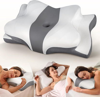 Cozyplayer True Cooling Cervical Neck Pillow for Pain Relief, Ergonomic Side Sleeper Pillow for Neck Support, Odorless Orthopedic Contour Memory Foam Pillows, Bed Pillow for Back Stomach Sleeper