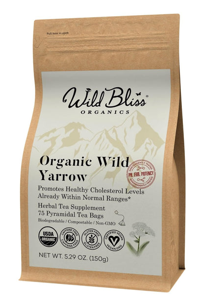 Organic Wild Yarrow Flower Herbal Tea, 75 Tea Bags