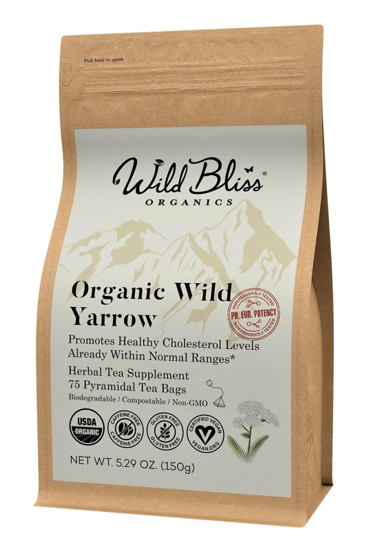 Organic Wild Yarrow Flower Herbal Tea, 75 Tea Bags