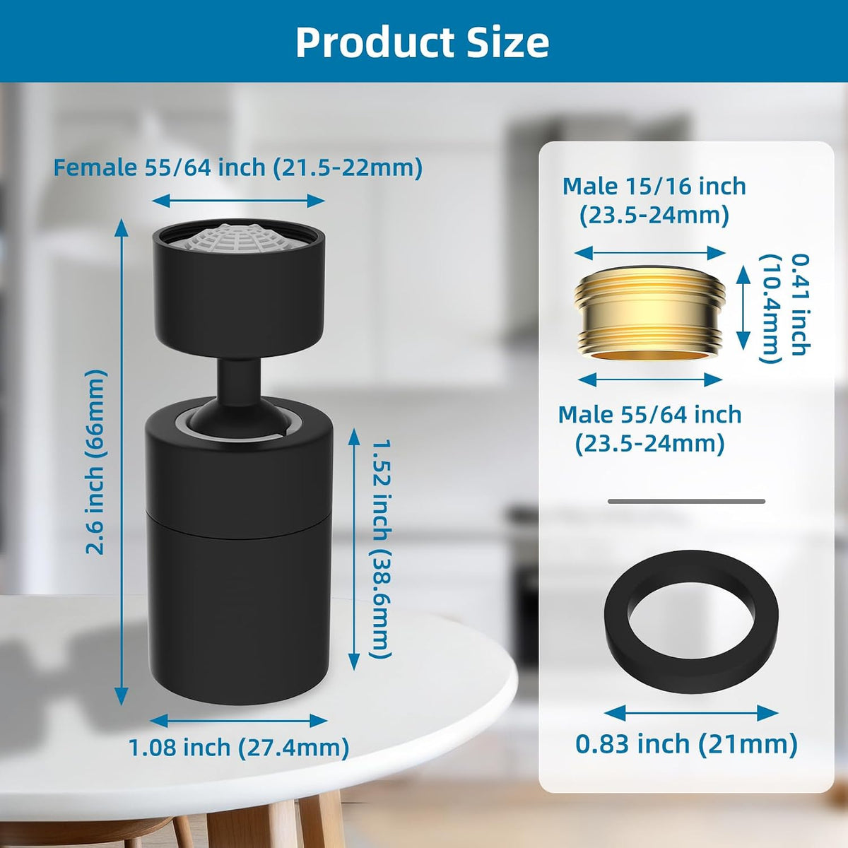 Hibbent NSF/ANSI/CAN 61 & cUPC Certified Faucet Aerator, Chrome