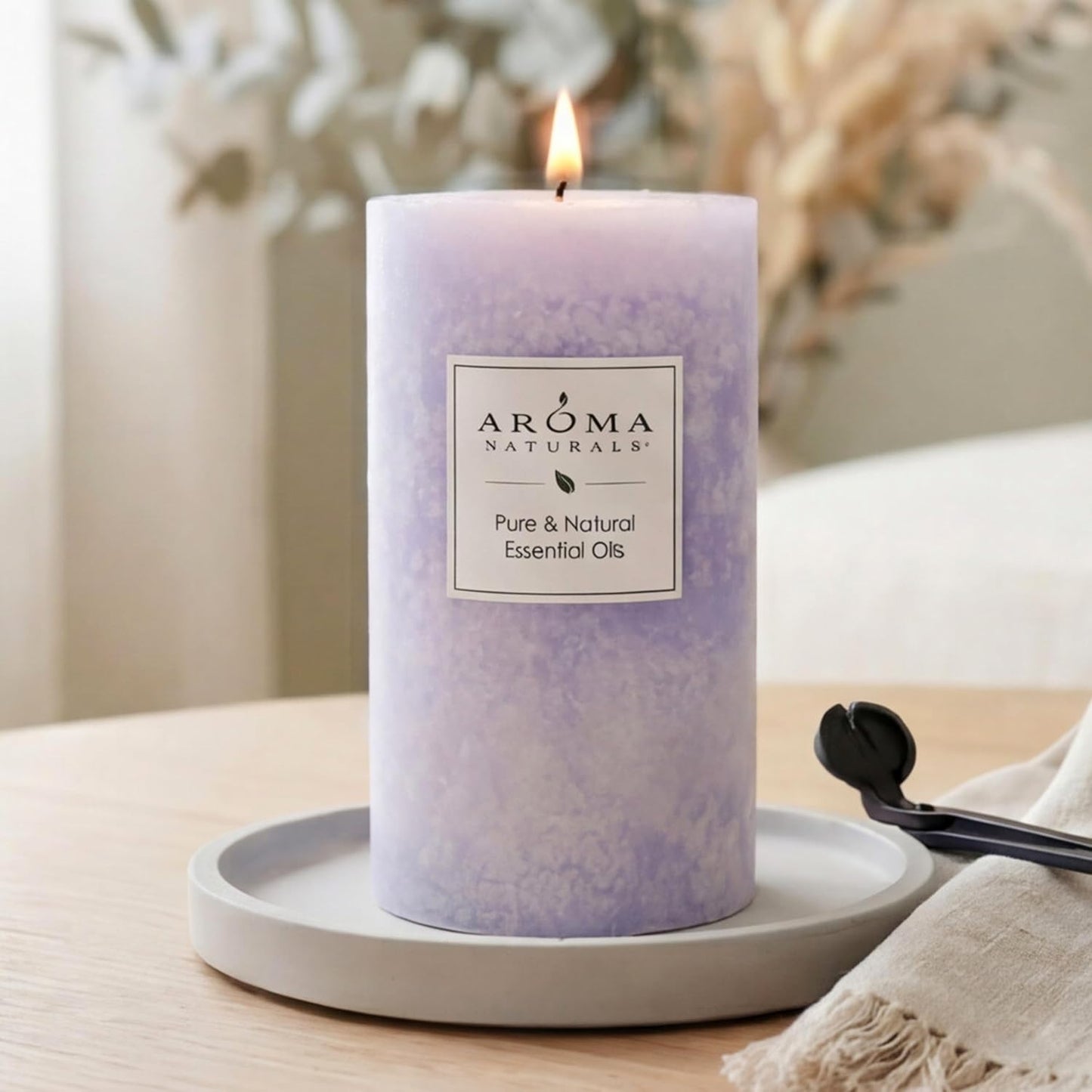 Aroma Naturals Essential Oil Tranquility Pillar Candle, 2.5" x 4", Lavender, 11 Ounce