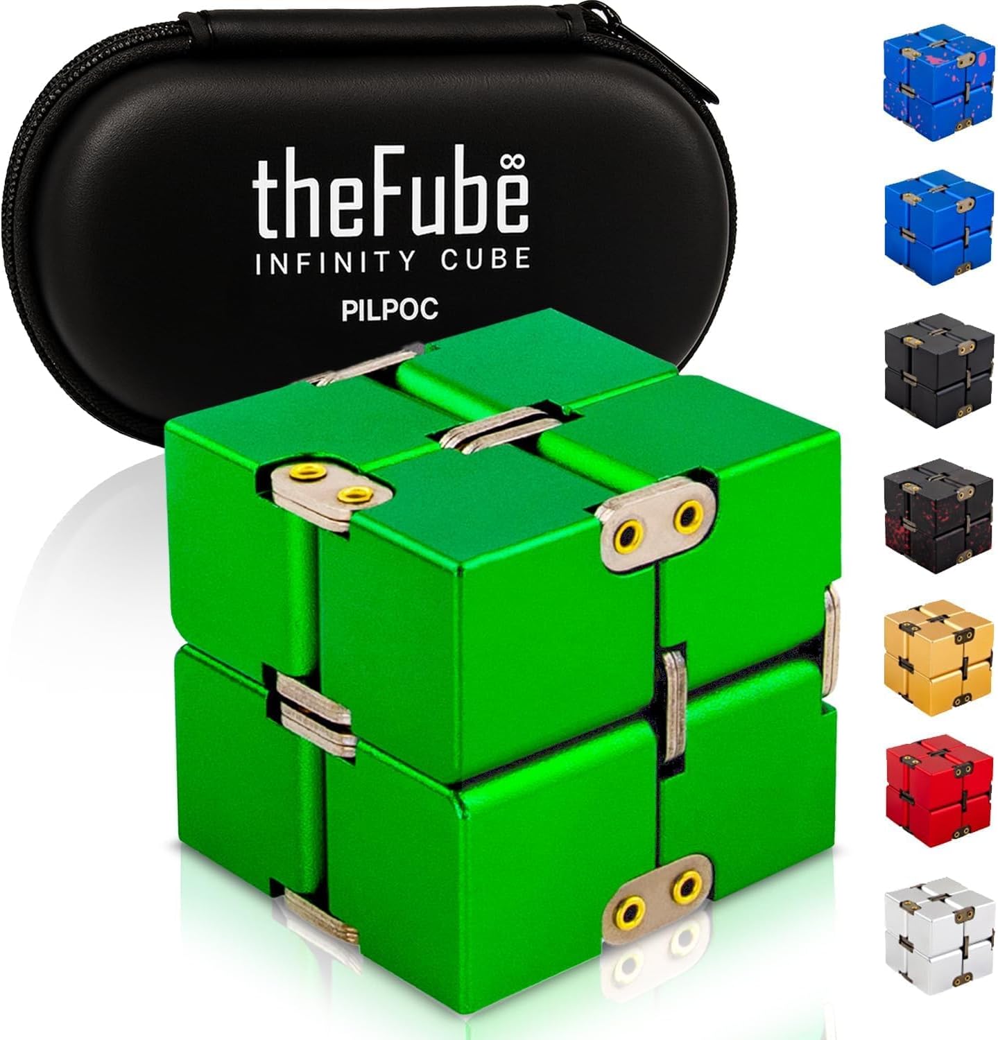PILPOC theFube Fidget Cube, 6-Sided Stress Relief Infinity Cube for Adults & Kids, Boosts Concentration, Mindfulness Aid, Silent & Audible Modes, Stocking Suffers for Boys, Kids and Adults (Midnight)