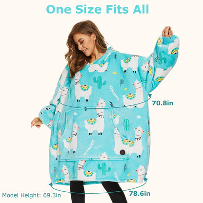 THREE POODLE Wearable Blanket Hoodie for Women, Oversized Sherpa Sweatshirt Blanket for Adults Men, Cozy Hooded Blankets, Gifts for Teen Girls Women Mom Sister