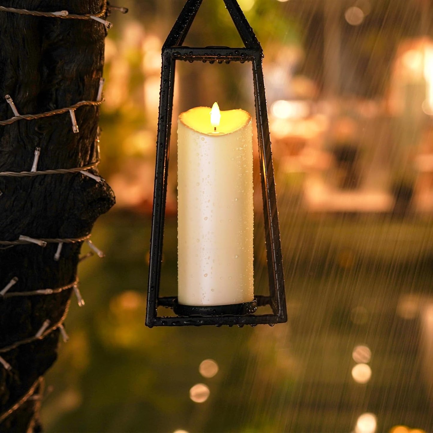 Homemory 6"x3" Outdoor Waterproof Flameless Candles, LED Candles, Battery Operated Candles with Remote and Timers, Electric Fake Plastic Pillar Candles, Ivory White, Set of 2