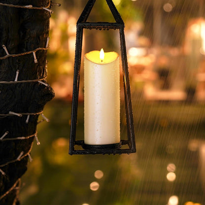Homemory 6"x3" Outdoor Waterproof Flameless Candles, LED Candles, Battery Operated Candles with Remote and Timers, Electric Fake Plastic Pillar Candles, Ivory White, Set of 2