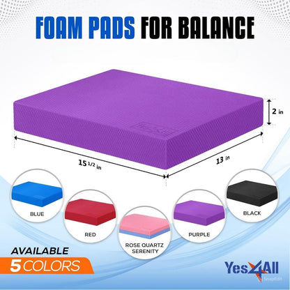 Yes4All Balance Pad, Nonslip TPE Foam Balance Pad with Upgraded Sizes - L, XL, XXL Balance Mat for Fitness, Yoga & Stability Training - Multicolor Options