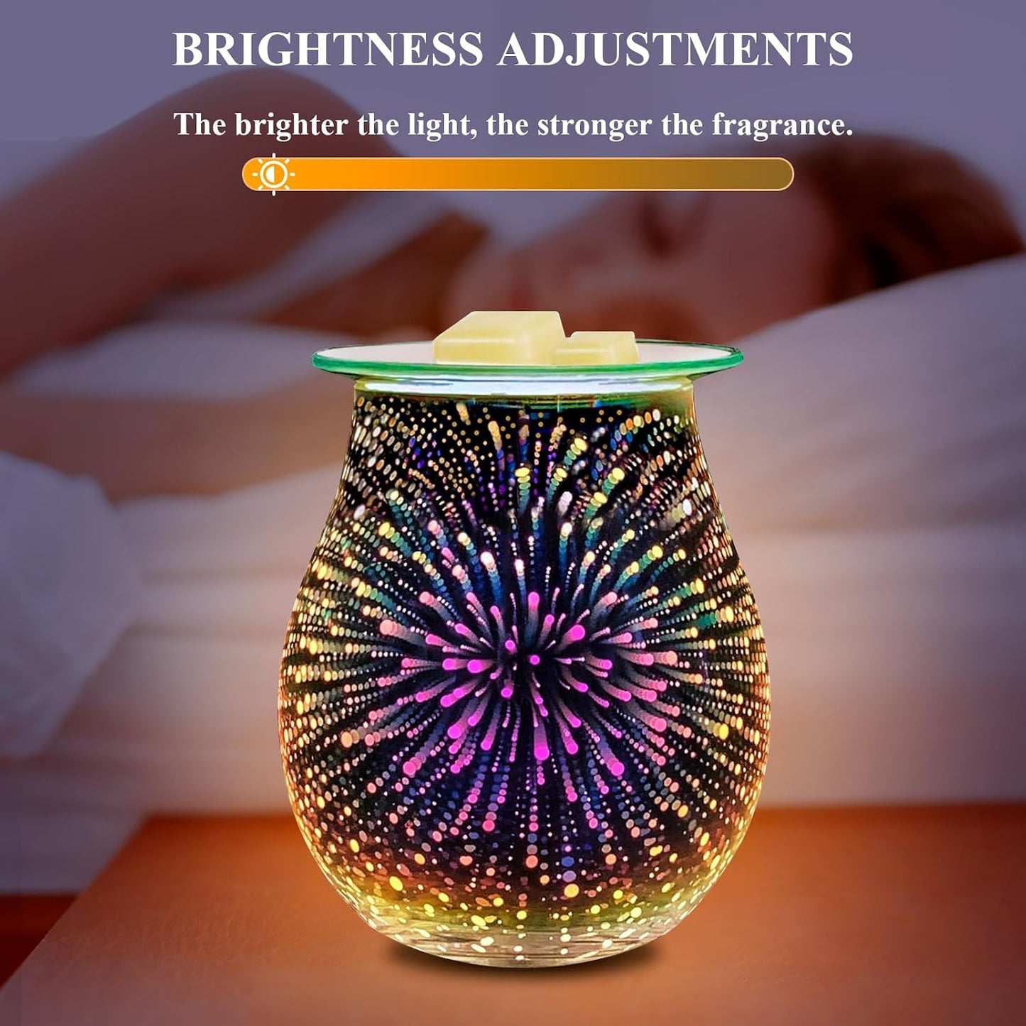 Wax Melt Warmer for Scented Wax- Glass Wax Melter for Home Fragrance with Removable Tray, Essential Oil Warmer Wax Cubes Burner Aroma Night Light for Home Office Bedroom Decor Gifts for Women