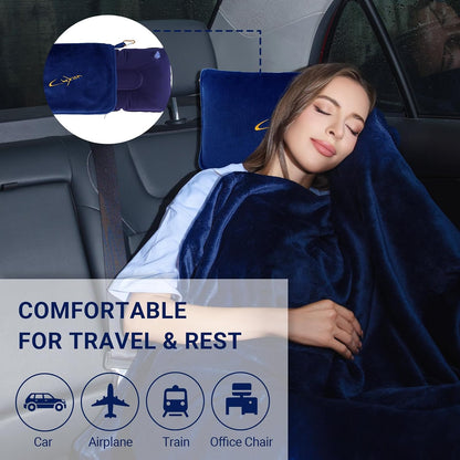 Compact Travel Blanket for Airplane, Premium Soft 2-in-1 Blanket with Pillowcase and Carry Bag, Lightweight Travel Essentials with Luggage Sleeve and Backpack Clip, Mint Green