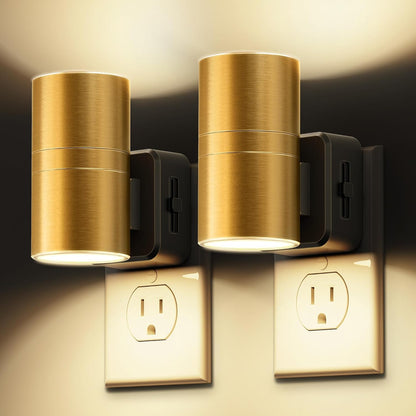 L LOHAS LED Night Lights Plug into wall, Amber Night Light with Adjustable Brightness, Plug in NightLight with Auto Light Sensor, Wall Sconce-Style Design Night Light for Bathroom,Hallway, 2 Pack