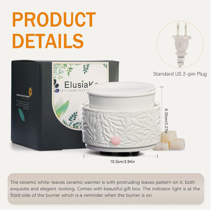 Wax Melt Warmer 3-in-1 Electric, Ceramic Wax Burner for Scented Wax & Essential Oil – Fast Heating, Flame-Free Aromatherapy for Home Office, White