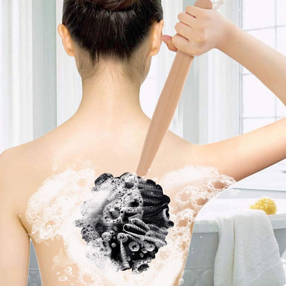 Back Scrubber for Shower & Body, Long Handle Bath Brush with Loofah Sponge, Exfoliating Shower Brush for Men and Women