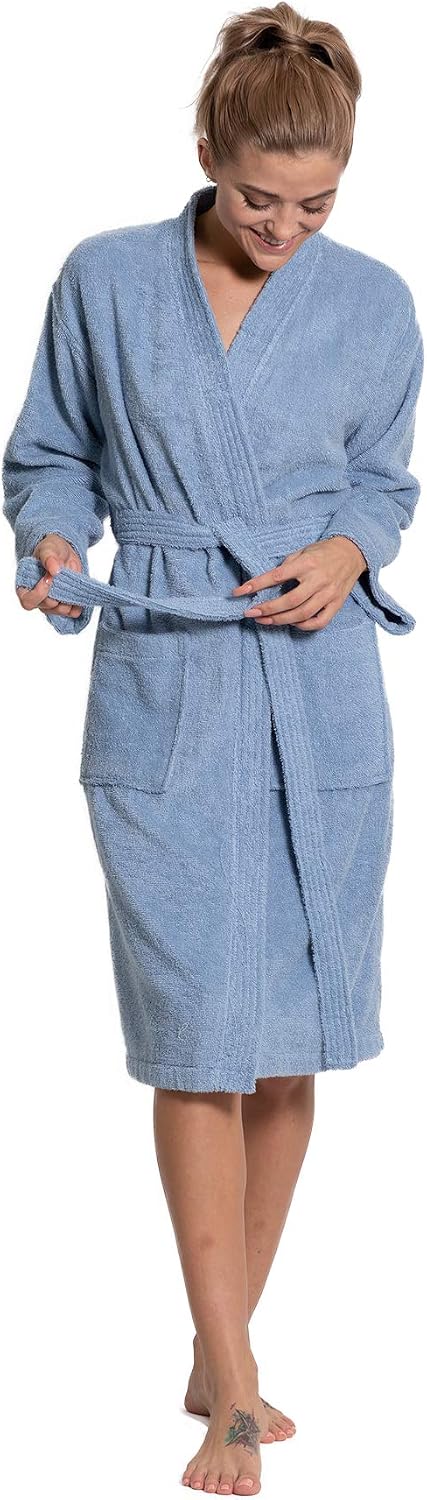 Turkuoise Soft & Absorbent Towel Robe, 100% Cotton Turkish Terry Cloth Kimono Bathrobes for Women