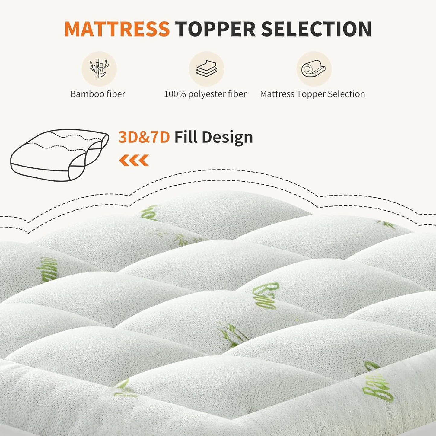 OLIXIS Twin Bamboo Viscose Mattress Topper, Cooling Breathable Bed Pad | OEKO-TEX Certified,Bamboo viscose ultra soft & cooling,Deep pockets fit 8-16" mattresses, Wick moisture for hot sleepers