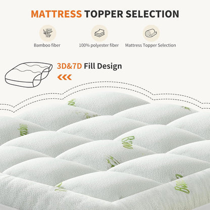 OLIXIS Twin Bamboo Viscose Mattress Topper, Cooling Breathable Bed Pad | OEKO-TEX Certified,Bamboo viscose ultra soft & cooling,Deep pockets fit 8-16" mattresses, Wick moisture for hot sleepers