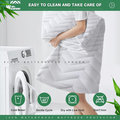 UNILIBRA Queen Mattress Protector Waterproof, Deep Pocket Mattress Pad Cover Fits to 6''-21'', Breathable Hollow Cotton Filling Quilted Mattress Protector for Queen Size