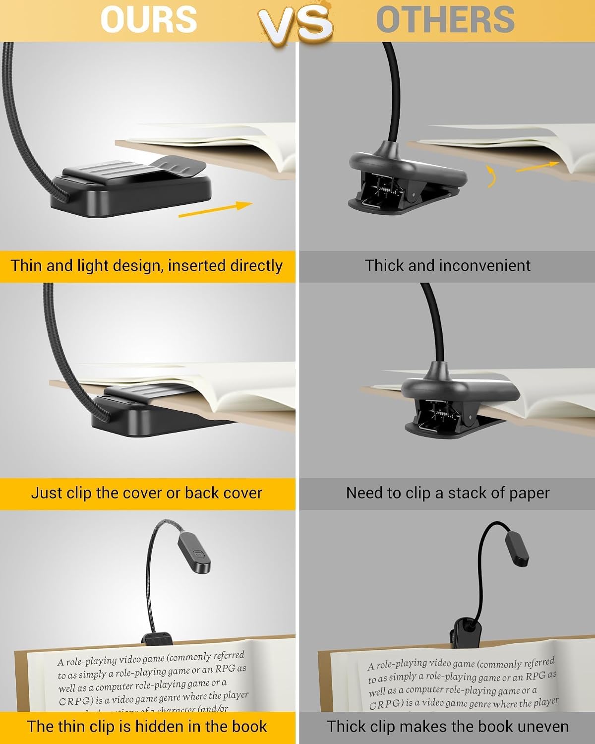 2 Pack Rechargeable Book Lights for Reading at Night, Eye-Caring Clip-On Reading Lights with 3 Color Temperatures & 3 Brightness Levels, Long Runtime Small Lightweight Clip on Lamp, Gifts for Reader