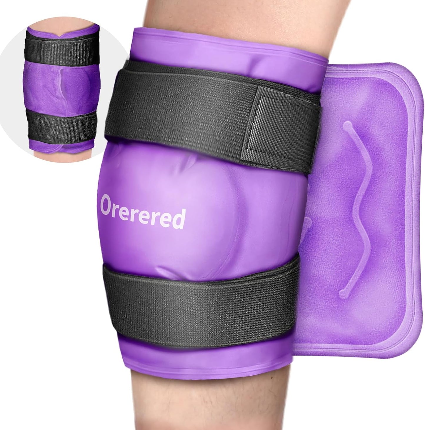 Reusable Cold Ice Packs for Injuries, 3-Piece Set Cold Gel Ice Wrap for Injury Recovery, Alleviate Joint and Muscle Pain (Knee Ice Wrap-Purple)