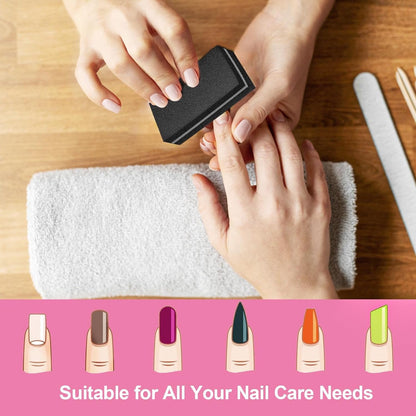 Pink Professional Nail Buffer Set - 30 Pcs, Acrylic & Natural Nails, 100/180 Grit Buffer Blocks