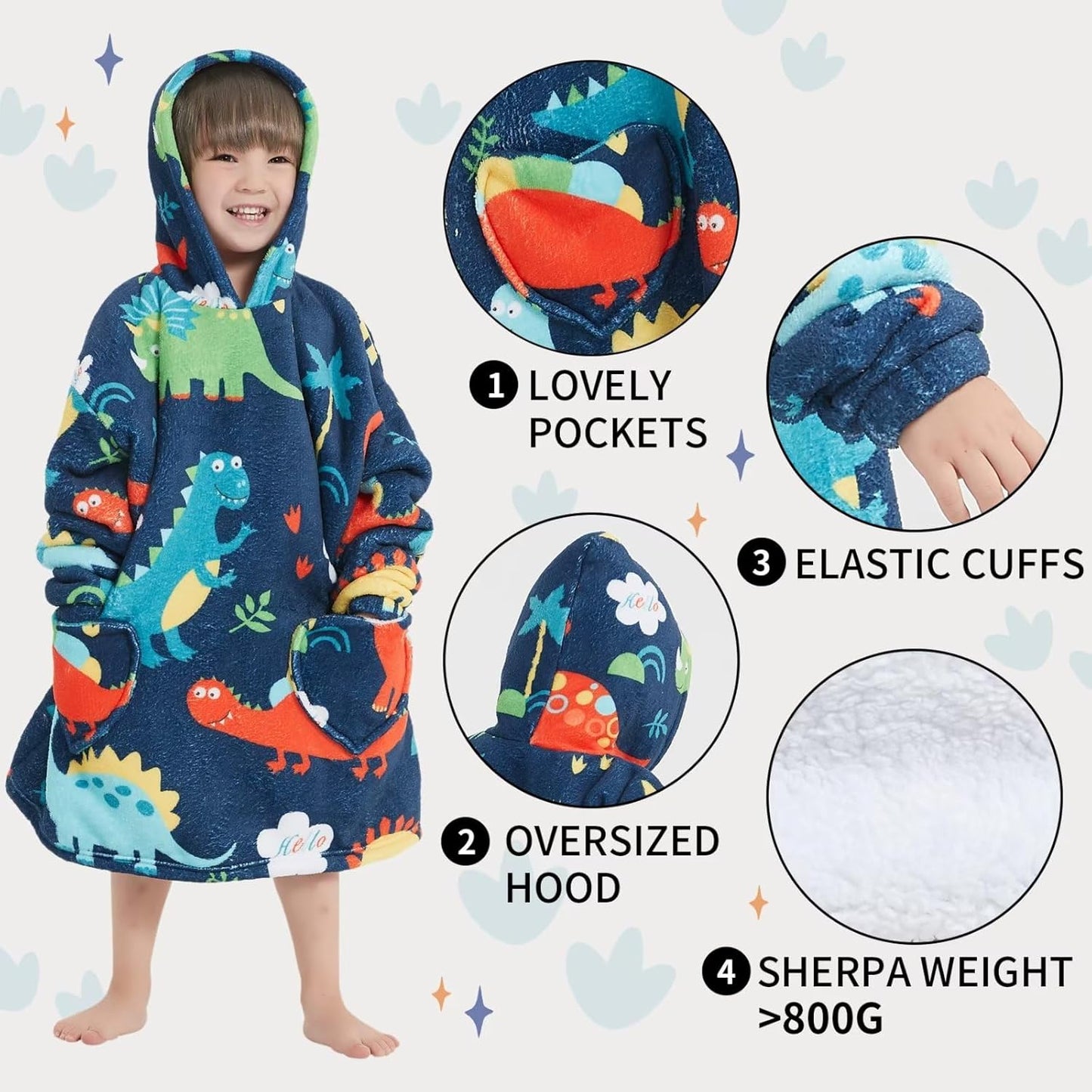 Fiosnow Glow in the Dark Unicorn Blanket Hoodies for Kids 6-13YR Oversize Wearable Blanket Hoodies for Boys Girls Teens