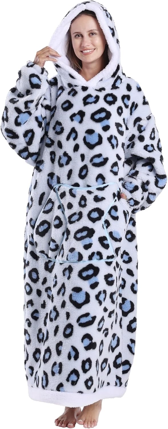 Capecage Blanket Hoodie, Long Hooded Blanket Sweatshirt as Birthday Gifts for Women Men, Long Wearable Blanket for Women Men.