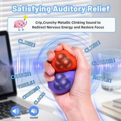 Sensory Stress Balls - Fidget Toy for Adults & Teen, Silicone Polyhedron Hand Therapy Ball with Beads Inside Relief Stress Squeeze Toy for Autism & ADHD, Office Desk Toy