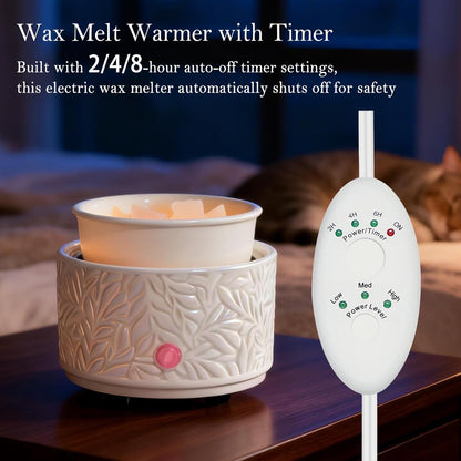 Wax Melt Warmer 3-in-1 Electric, Ceramic Wax Burner for Scented Wax & Essential Oil – Fast Heating, Flame-Free Aromatherapy for Home Office, White