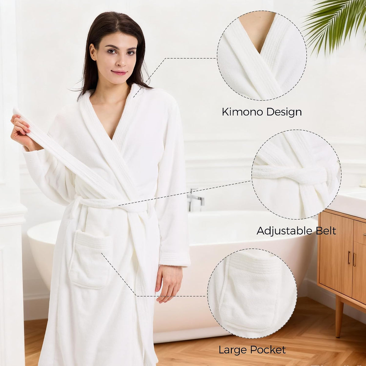 PJGGZ Towel Robe for Women – Soft Absorbent Kimono Bathrobe, Quick-Dry Spa Shower & Hotel Use