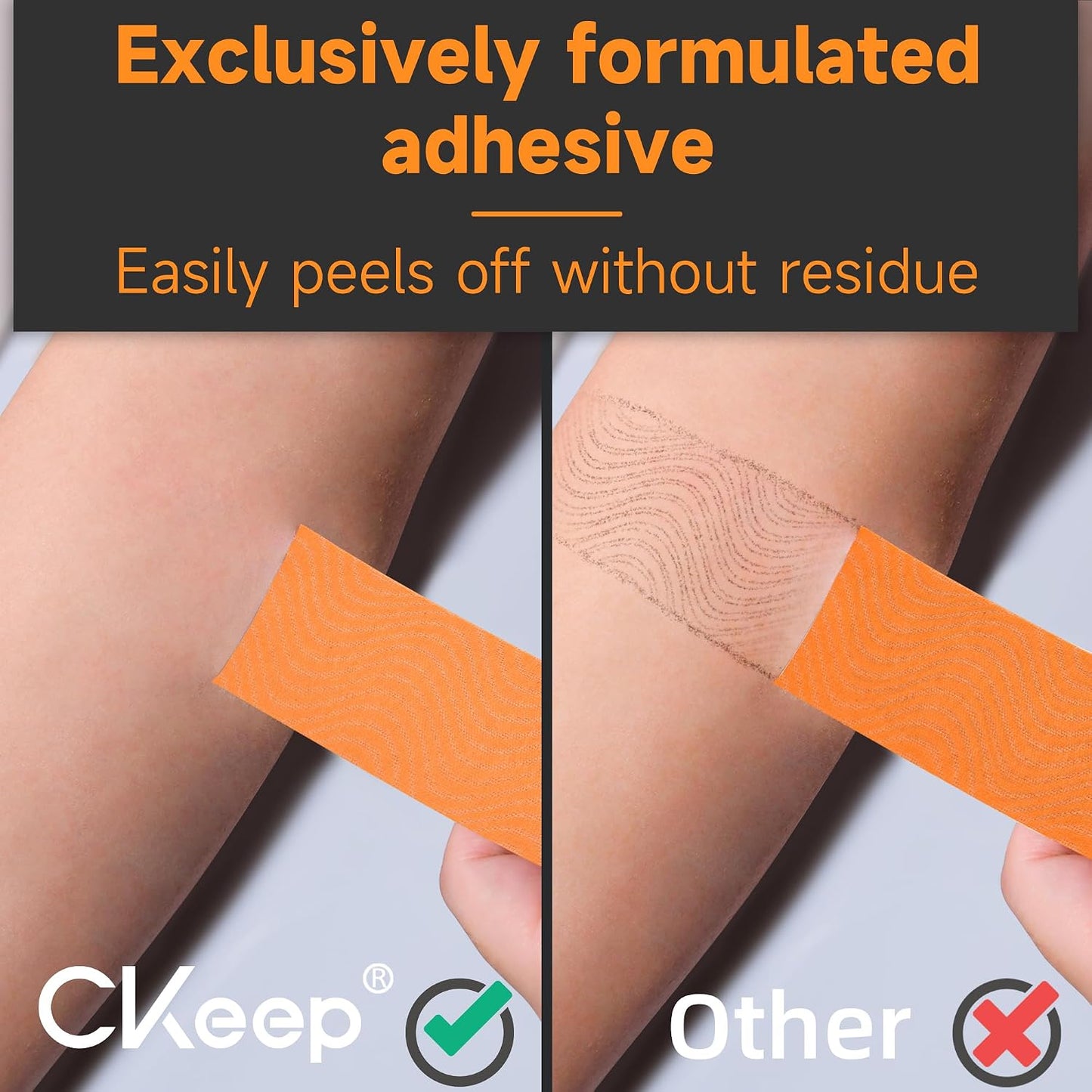 CKeep Kinesiology Tape, Uncut Premium Elastic Athletic Tape 2 Rolls, Beige | Original Cotton Latex Free Kinetic Tape, Breathable & Waterproof Sports Tape for Muscle and Joint Support, 2inch x 16ft