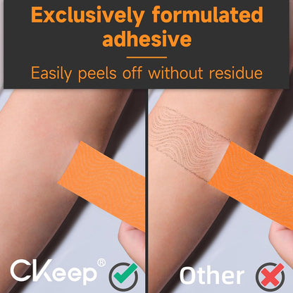CKeep Kinesiology Tape, Uncut Premium Elastic Athletic Tape 2 Rolls, Beige | Original Cotton Latex Free Kinetic Tape, Breathable & Waterproof Sports Tape for Muscle and Joint Support, 2inch x 16ft