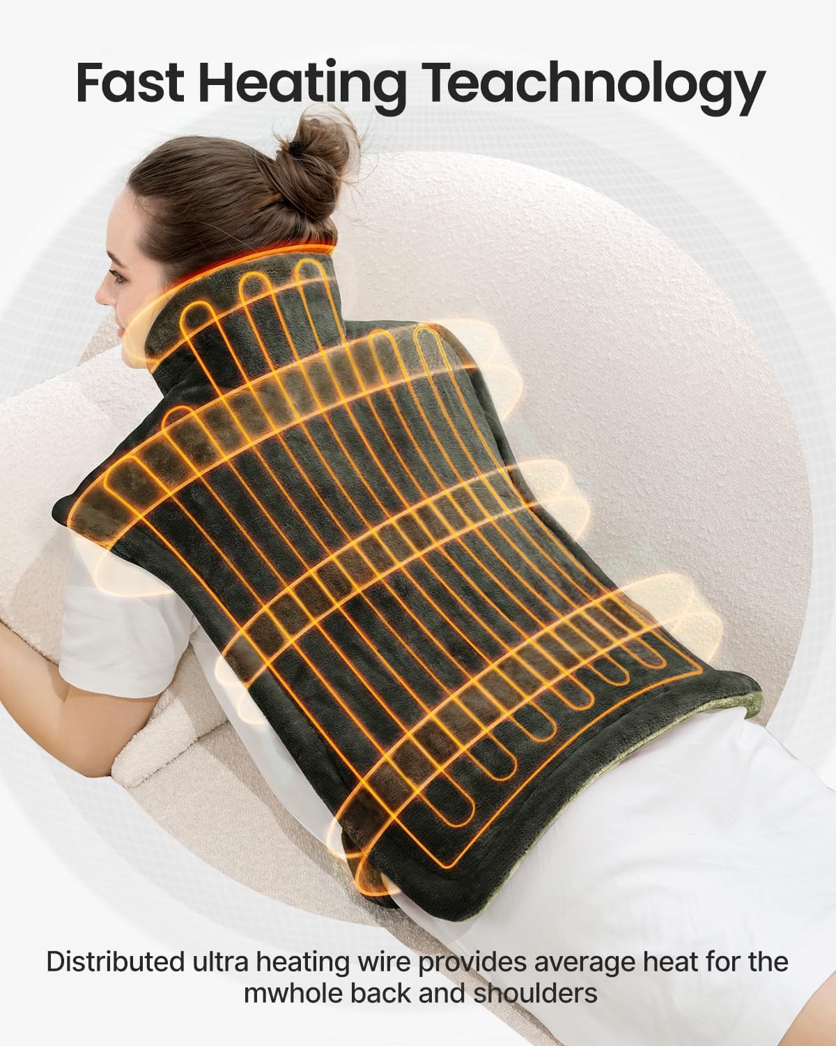 RENPHO Fathers Day Dad Gifts, Electric Heating Pad - 6 Heat Levels for Neck Shoulder and Back, Birthday Gifts for Women Men, Weighted Pad for Snug Fit, ETL Certified, FSA Eligible, 24"x33" Gray