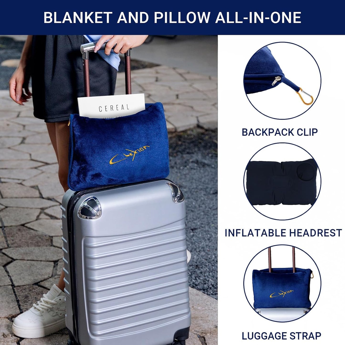 Compact Travel Blanket for Airplane, Premium Soft 2-in-1 Blanket with Pillowcase and Carry Bag, Lightweight Travel Essentials with Luggage Sleeve and Backpack Clip, Mint Green
