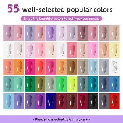 JODSONE Gel Nail Polish Kit 60 PCS with U V Light Soak off Base Top Coat 55 Shine Colors Gel Nail Kit Bright and Dark Brown Wine Red Series Manicure Set for Women and Girls
