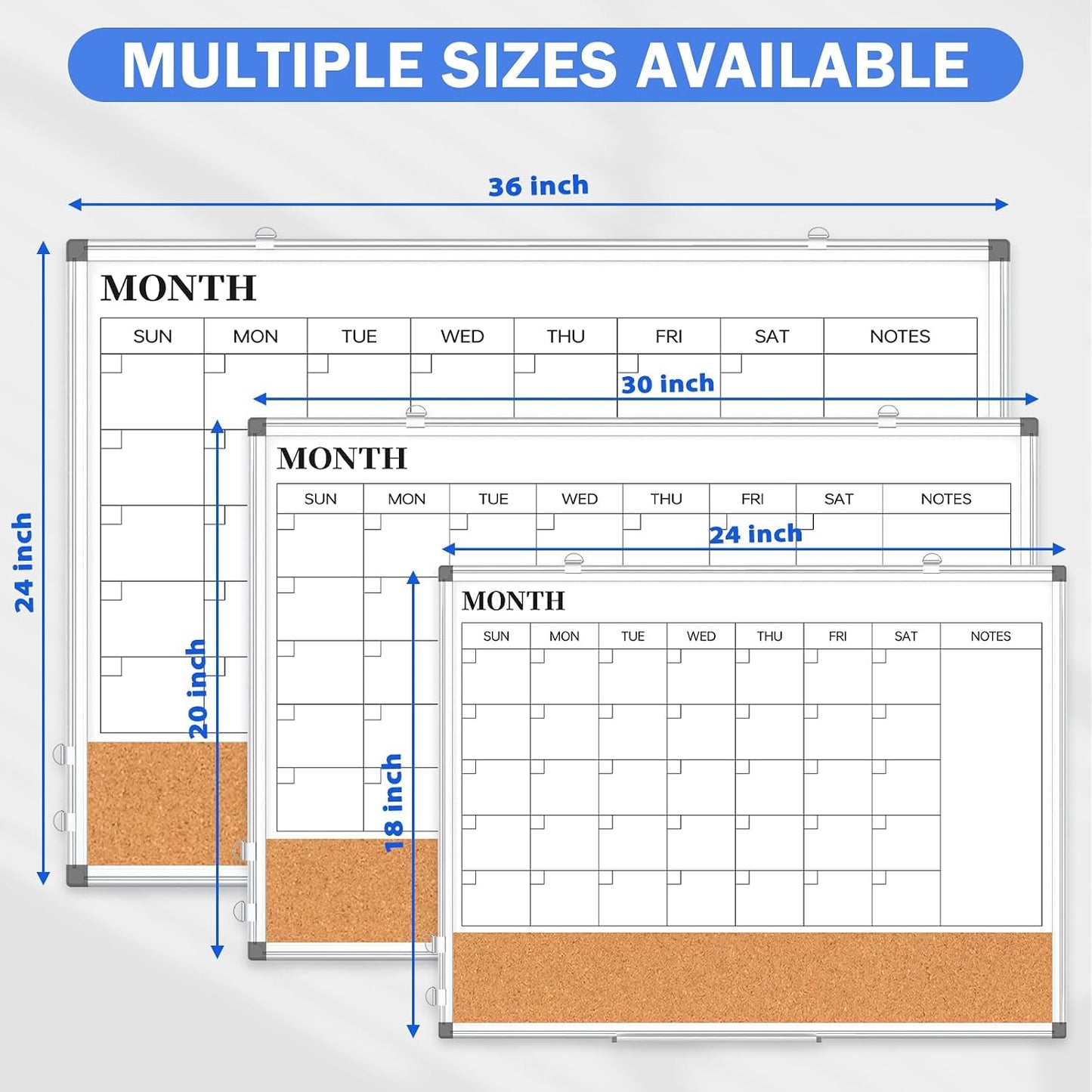 Weekly Dry Erase Calendar Whiteboard for Wall, 24" x 18" Cork Week Planner